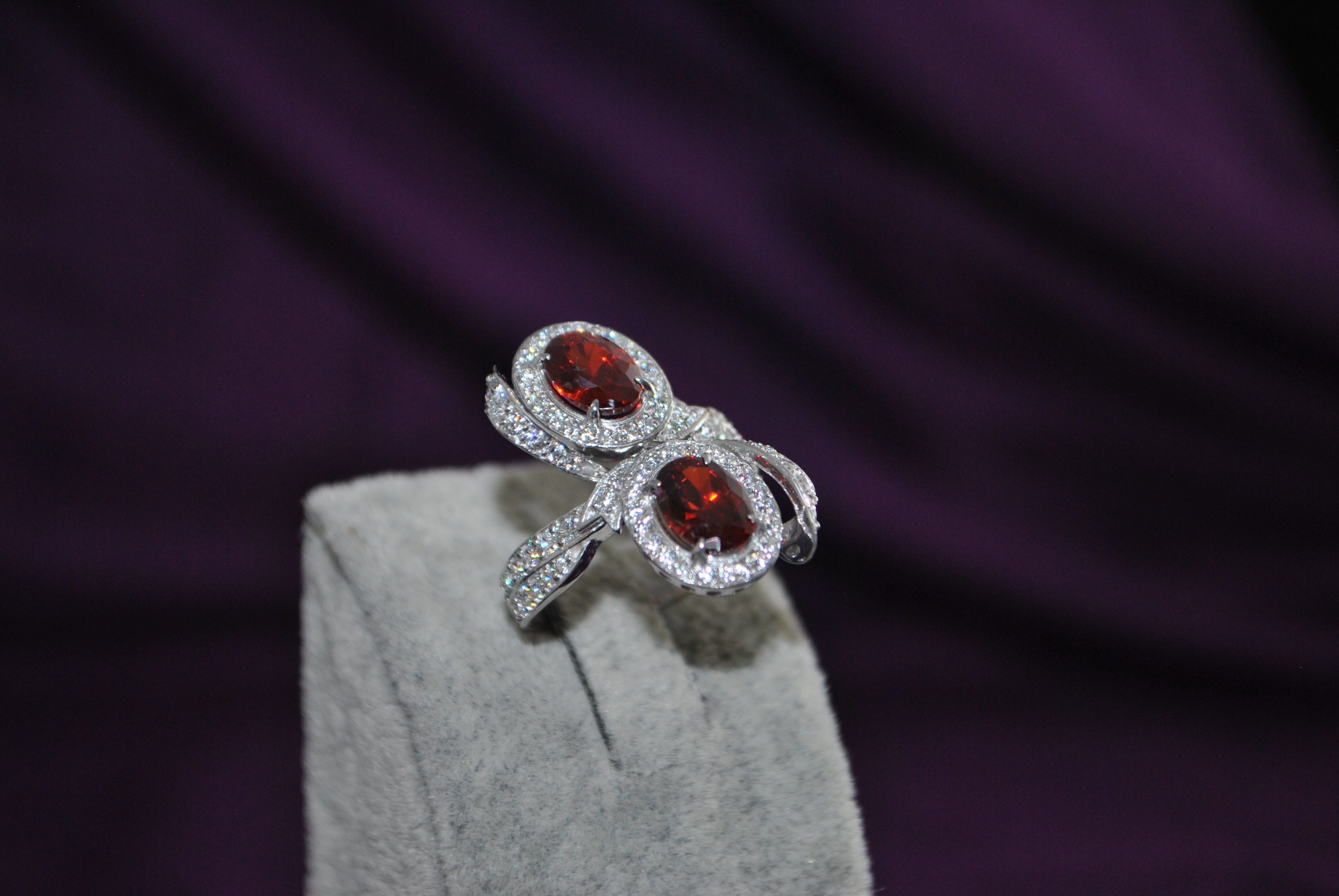 Ring with 2 stones 3D print model_3