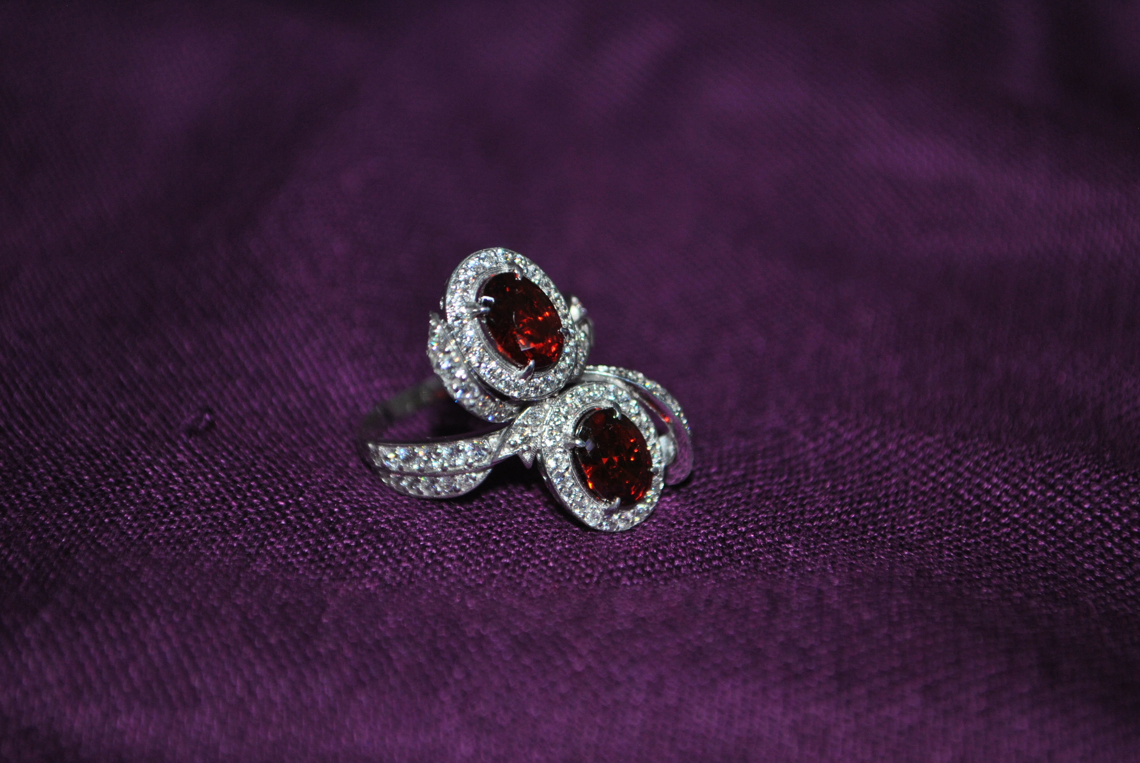 Ring with 2 stones 3D print model_4