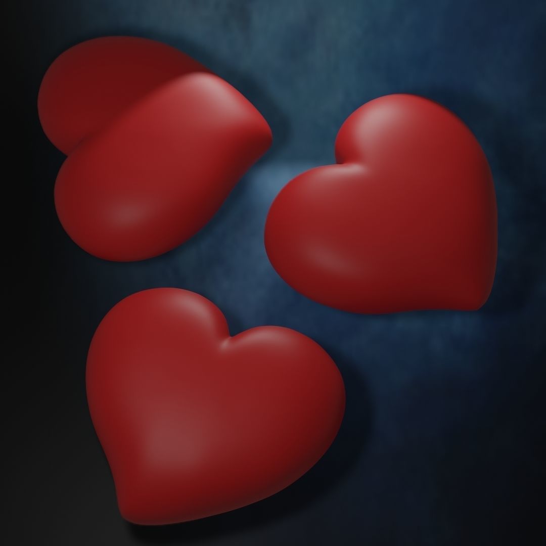 Simple Heart - stl and gltf 3D print model_3