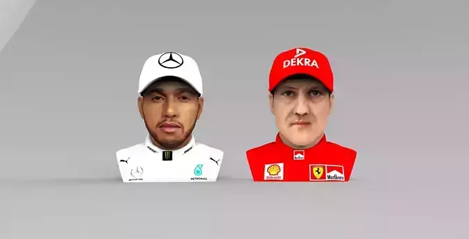 Michael Schumacher Lewis Hamilton busts full color 3D printing 3D Model Collection
