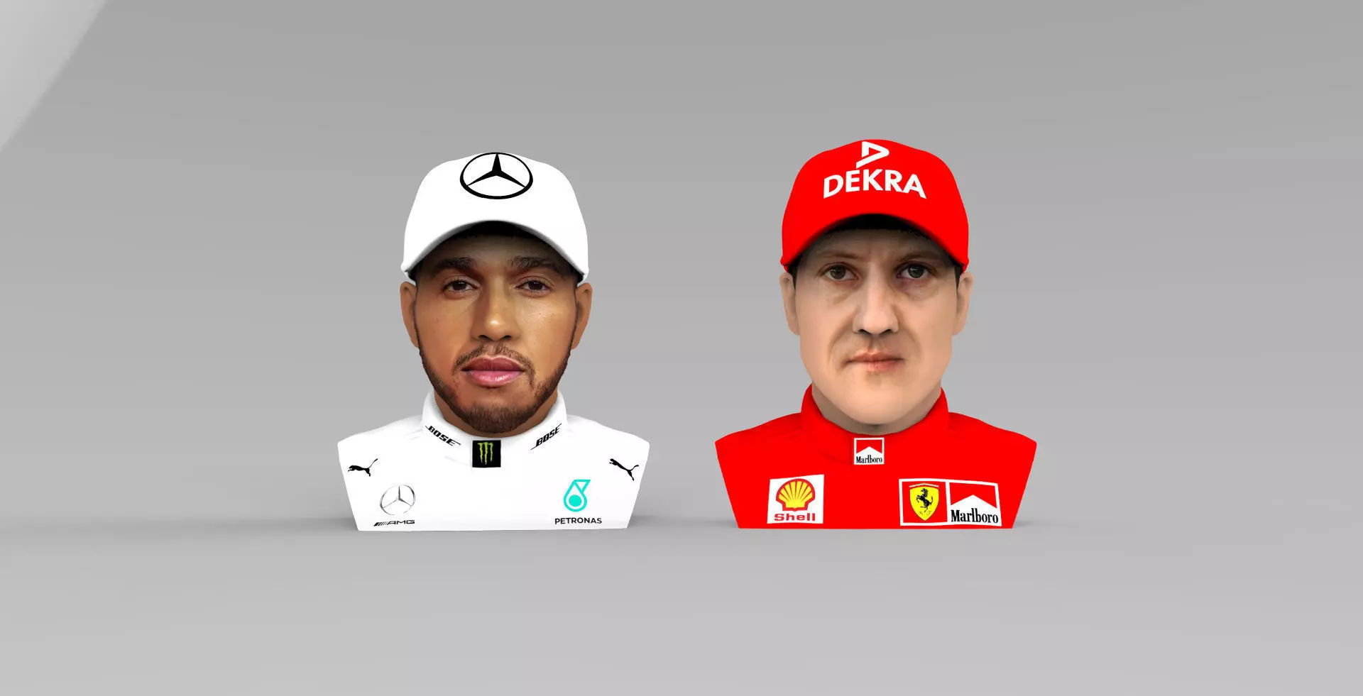 Michael Schumacher Lewis Hamilton busts full color 3D printing 3D Model Collection_0