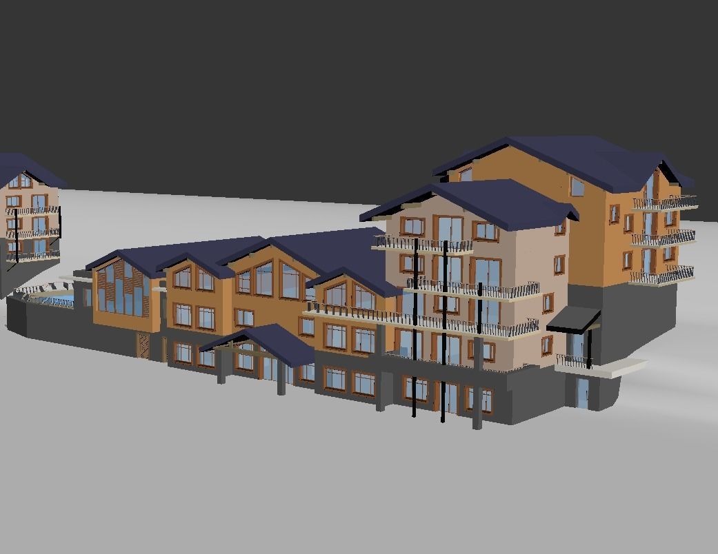 Hotel building 3D model_7