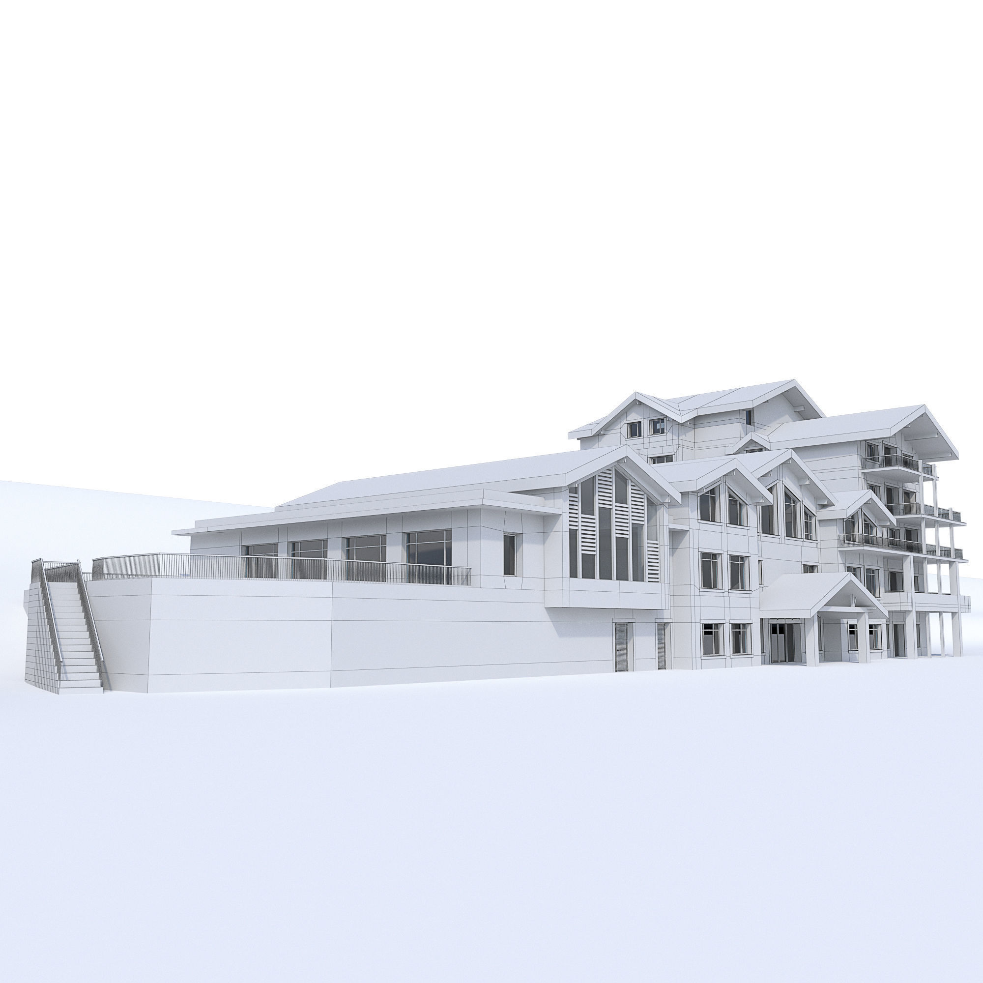 Hotel building 3D model_3