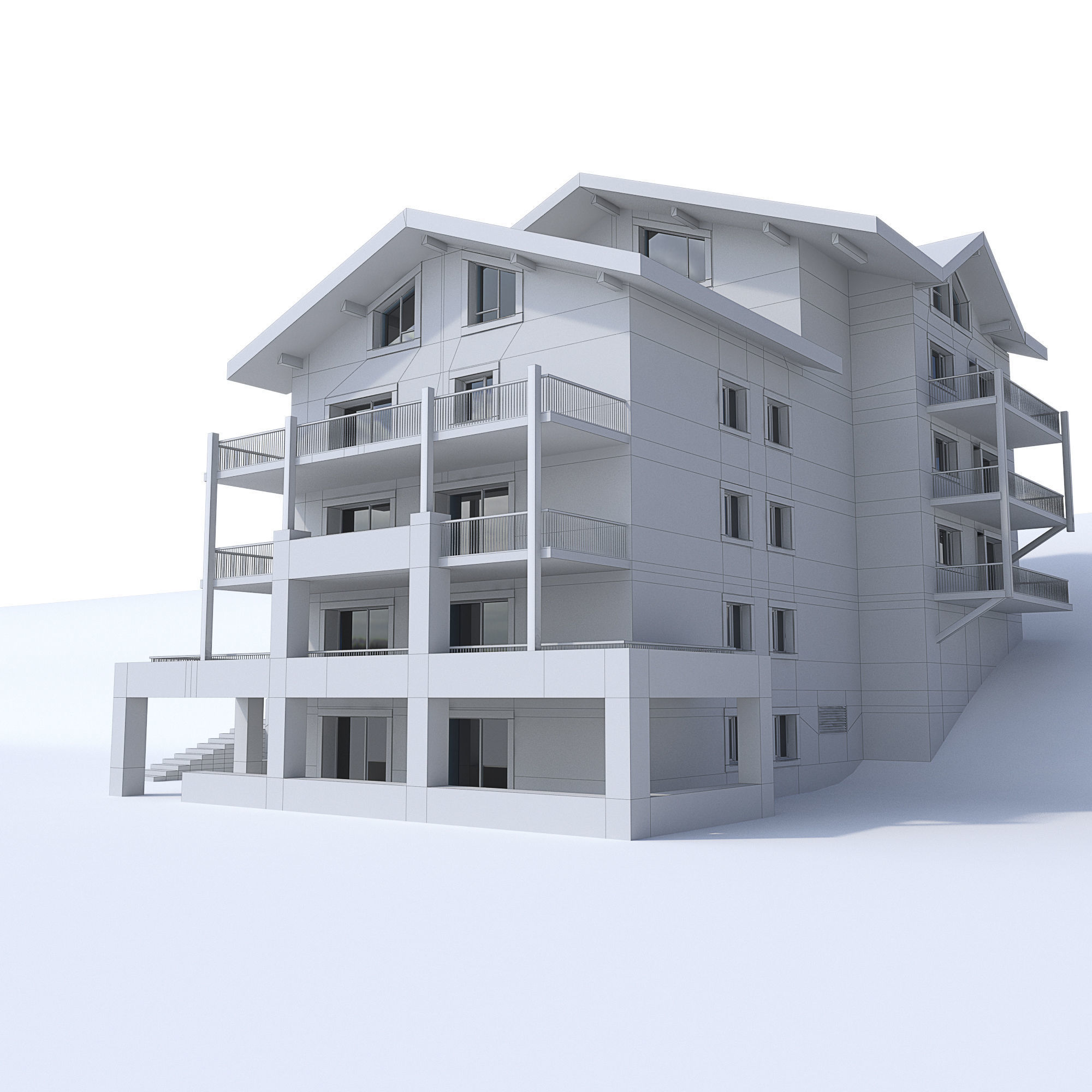 Hotel building 3D model_5