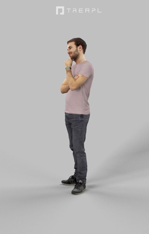 Flow a Casual Man Streetwear Standing Listening Low-poly 3D model_8