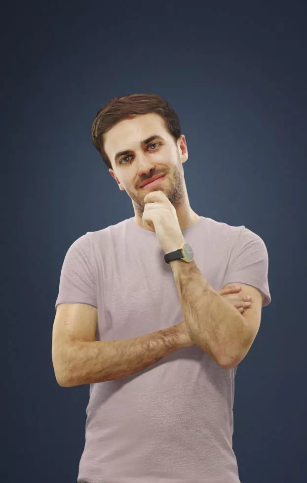 Flow a Casual Man Streetwear Standing Listening Low-poly 3D model_0