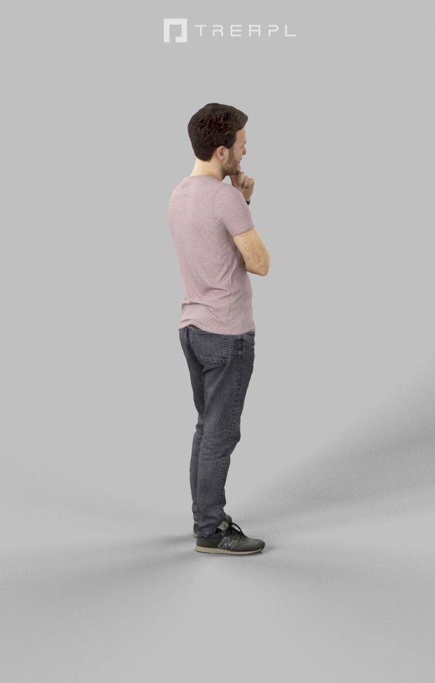 Flow a Casual Man Streetwear Standing Listening Low-poly 3D model_5