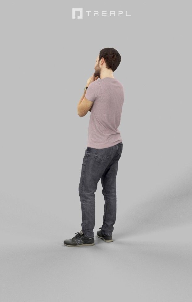 Flow a Casual Man Streetwear Standing Listening Low-poly 3D model_7