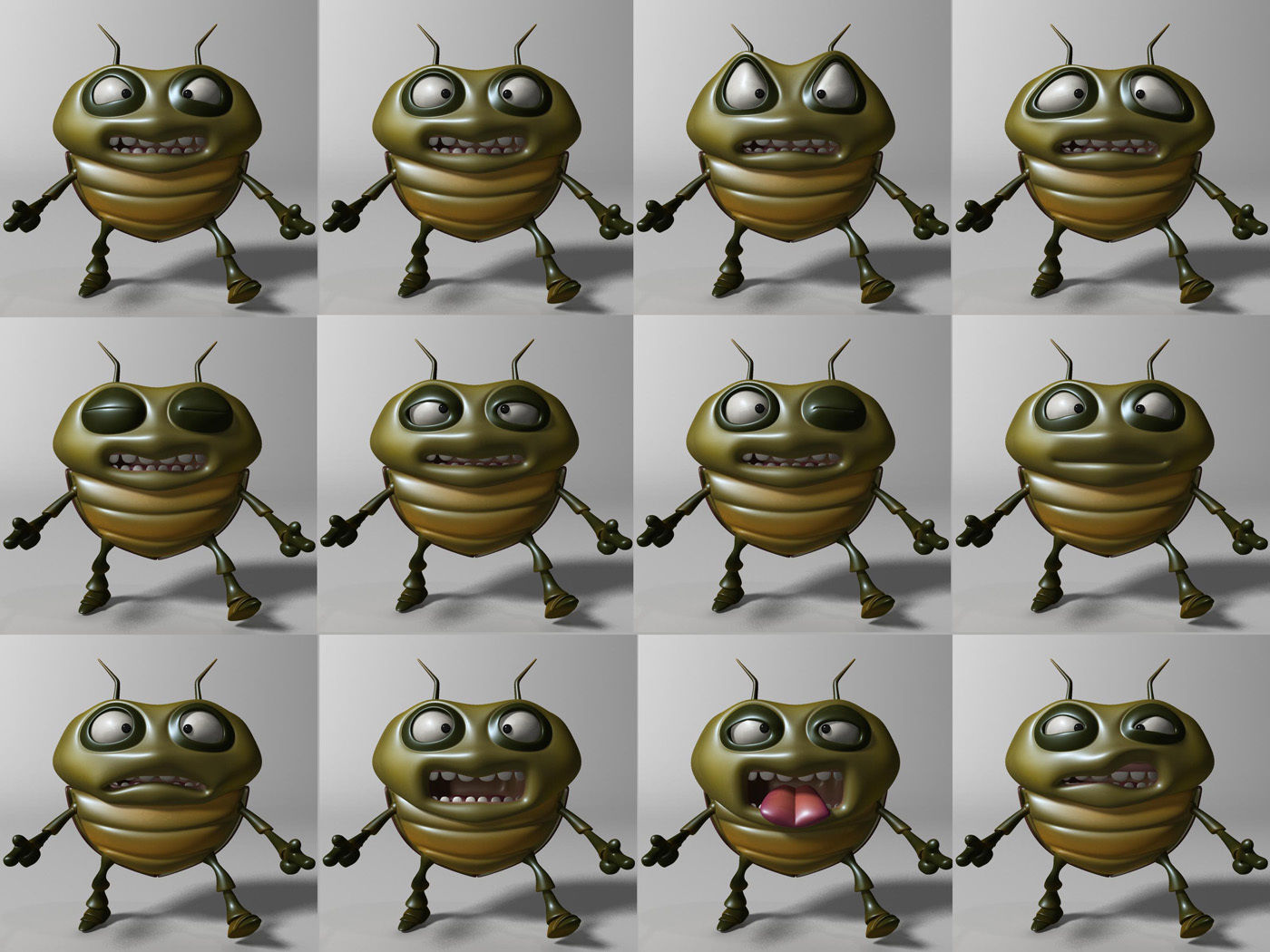 Cartoon Bug RIGGED Low-poly 3D model_10