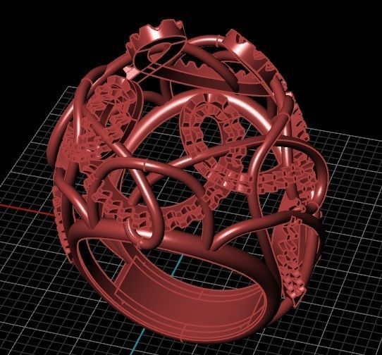 Ring big gem 3D print model_3