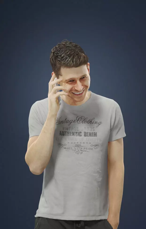 Jayne Elegant Casual Man Standing Talking On The Phone Low-poly 3D model_0