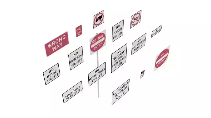 Road Sign US R5 Series Exclusionary 3D model