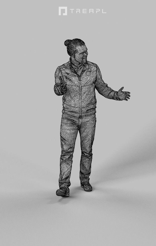 Keen Casual Man Urban Leather jacket and jeans Walking Low-poly 3D model_9