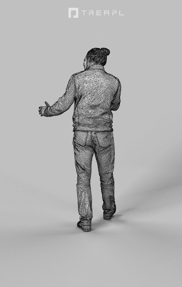 Keen Casual Man Urban Leather jacket and jeans Walking Low-poly 3D model_10