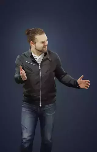 Keen Casual Man Urban Leather jacket and jeans Walking Low-poly 3D model