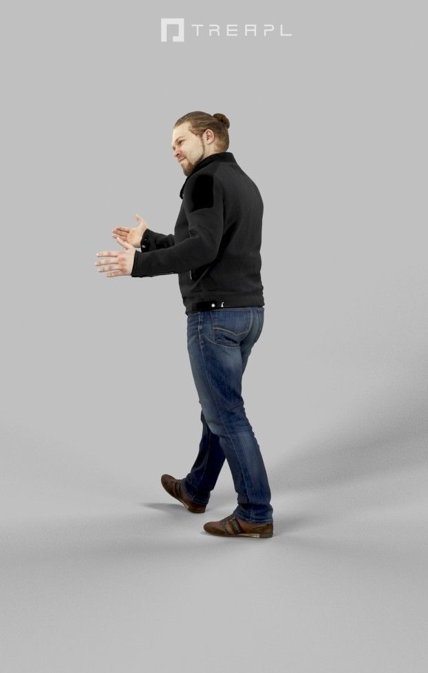 Keen Casual Man Urban Leather jacket and jeans Walking Low-poly 3D model_7