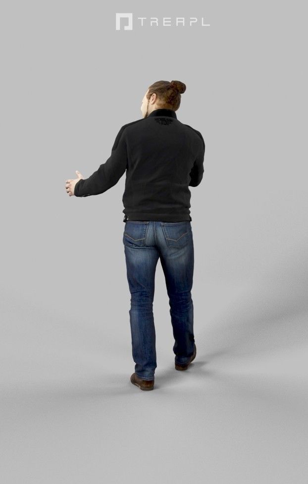 Keen Casual Man Urban Leather jacket and jeans Walking Low-poly 3D model_6