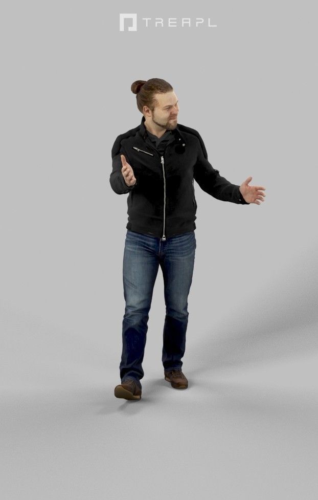Keen Casual Man Urban Leather jacket and jeans Walking Low-poly 3D model_3