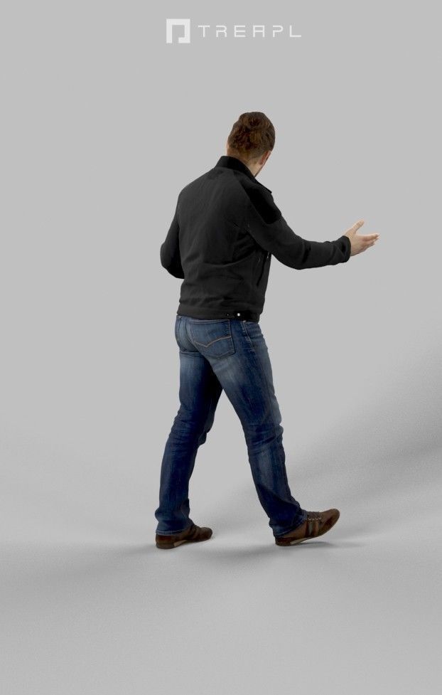 Keen Casual Man Urban Leather jacket and jeans Walking Low-poly 3D model_5