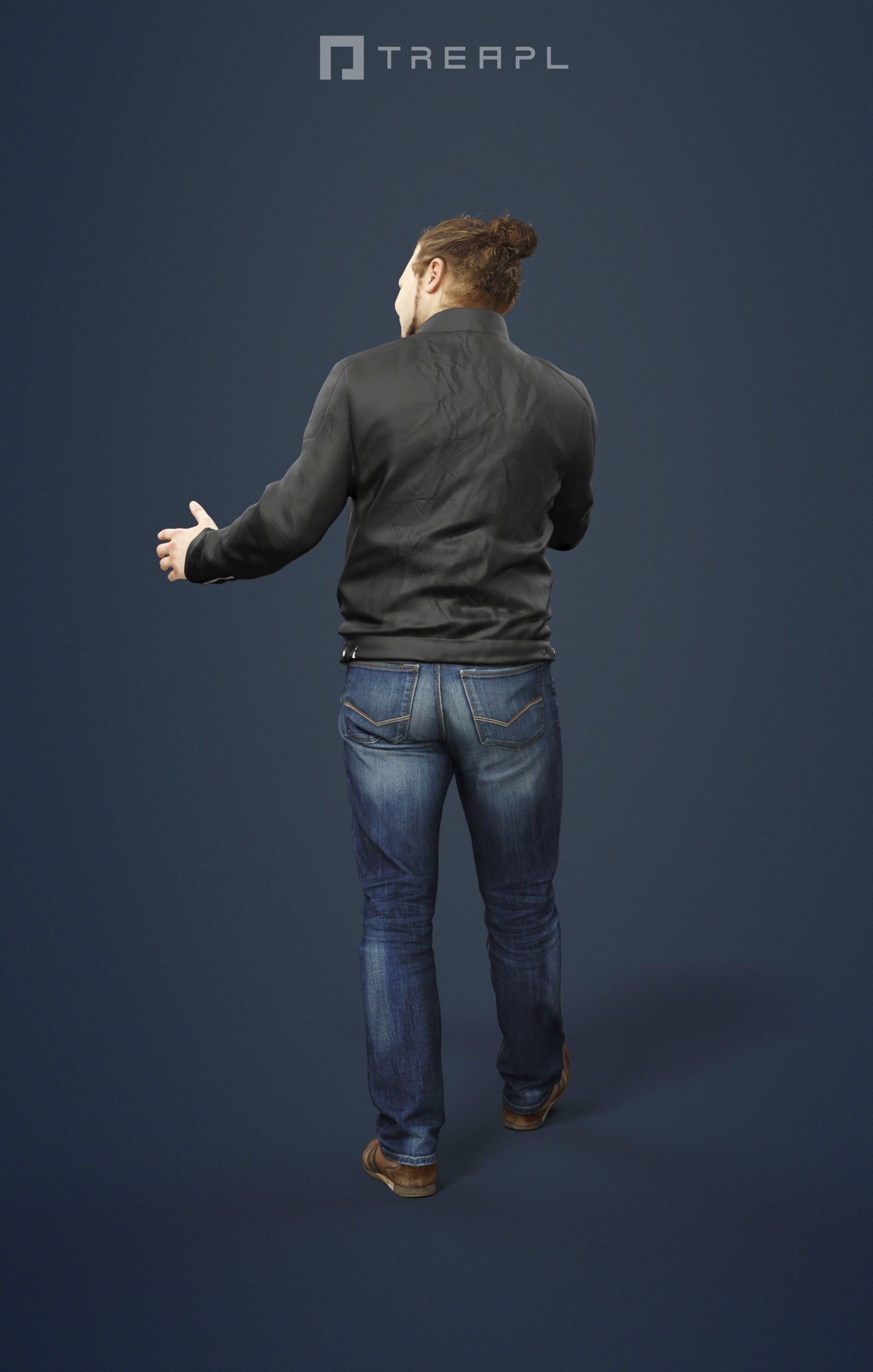 Keen Casual Man Urban Leather jacket and jeans Walking Low-poly 3D model_2