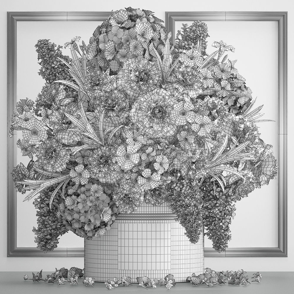 bouquet of flowers in a gift box 3D model_8