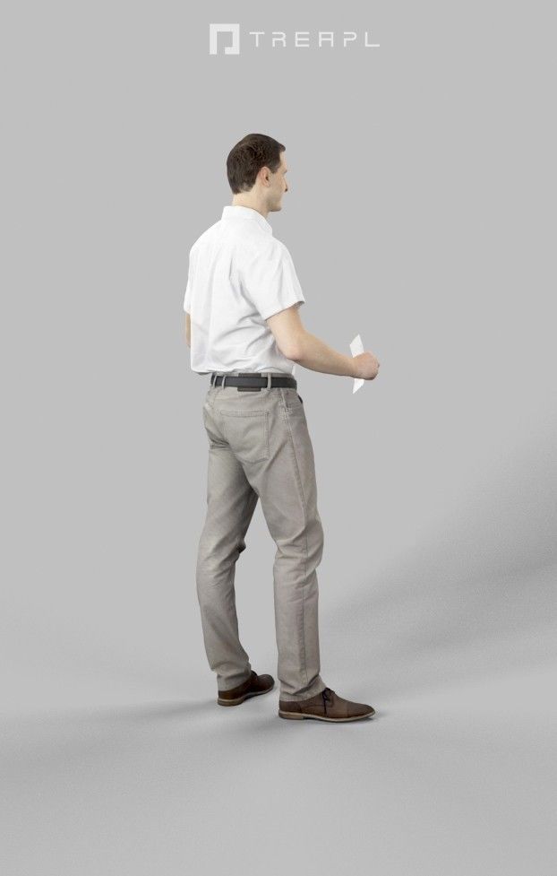 Romance Casual Man Urban in Shirt Standing holding a ticket Low-poly 3D model_5