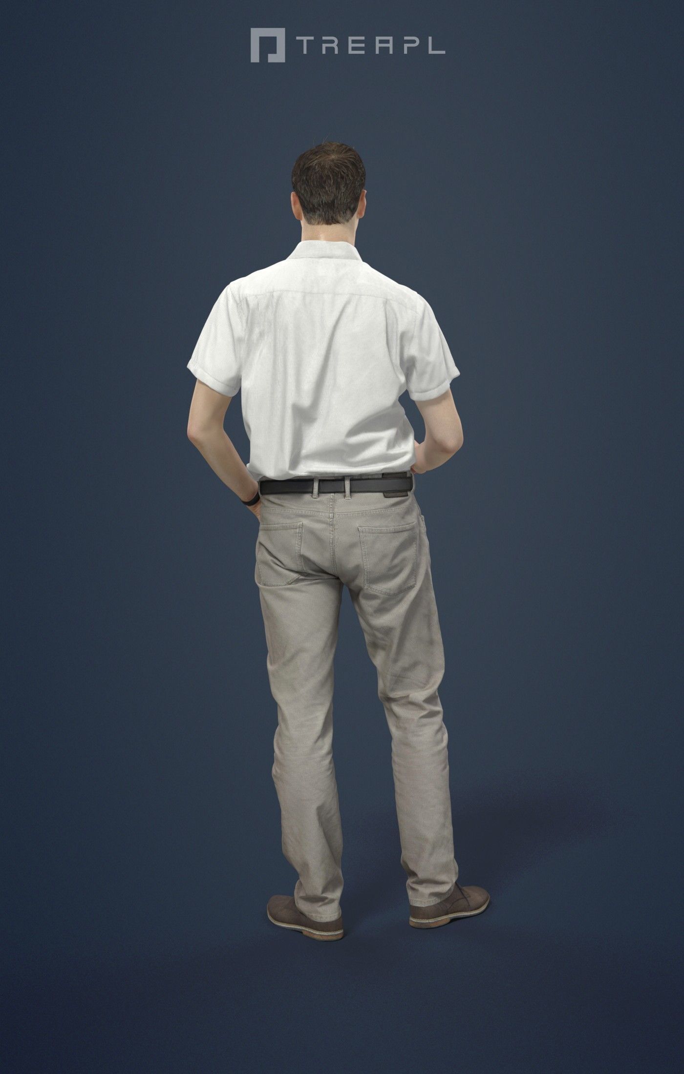 Romance Casual Man Urban in Shirt Standing holding a ticket Low-poly 3D model_2