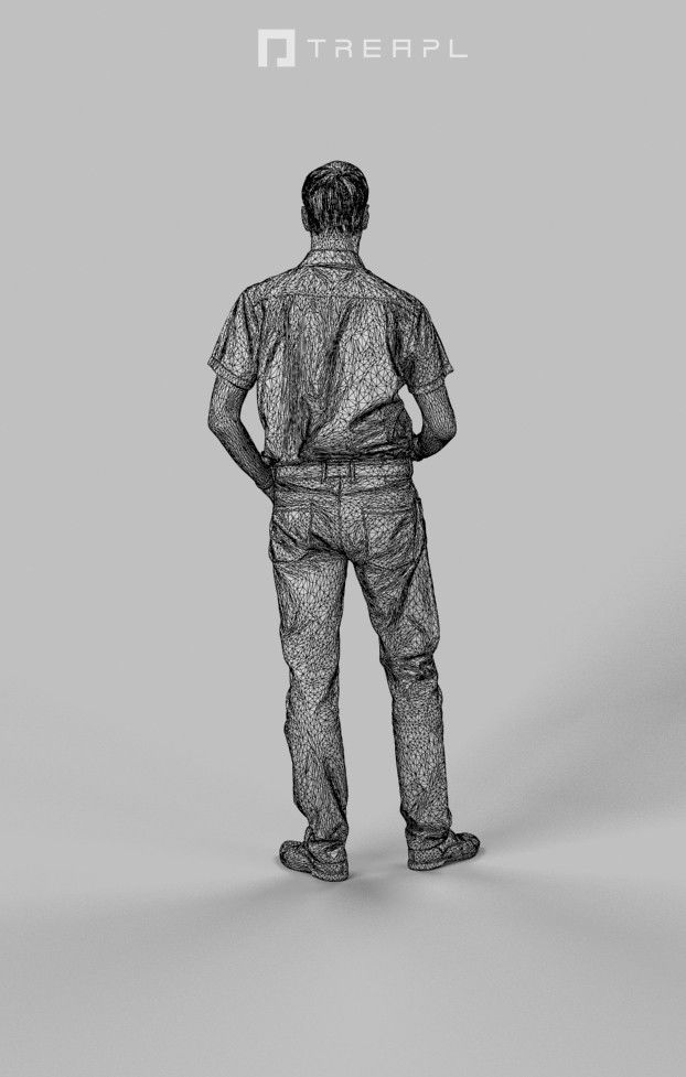 Romance Casual Man Urban in Shirt Standing holding a ticket Low-poly 3D model_10