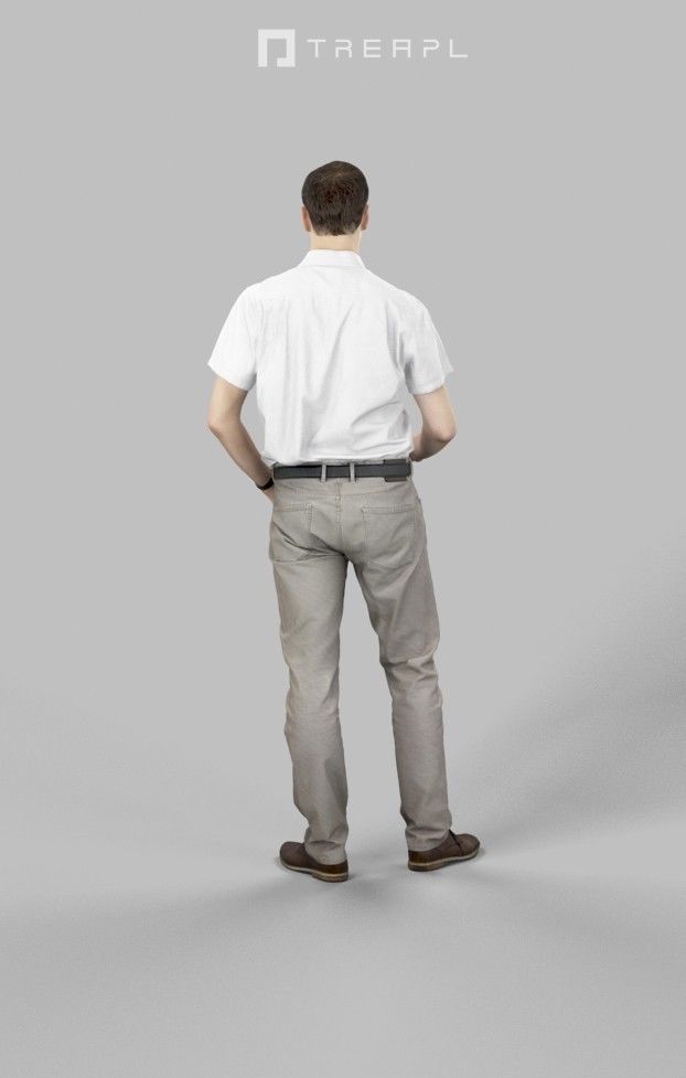 Romance Casual Man Urban in Shirt Standing holding a ticket Low-poly 3D model_6