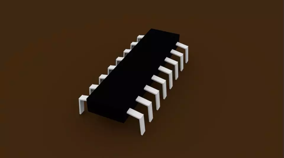 Microchip Low-poly 3D model_0