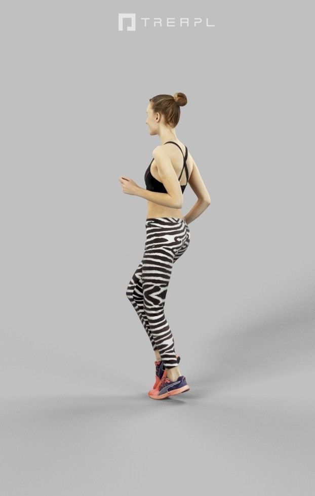 Beauty Attractive Sports Woman Running Jogging Low-poly 3D model_7