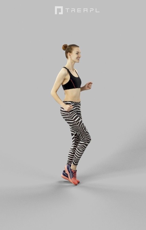 Beauty Attractive Sports Woman Running Jogging Low-poly 3D model_4