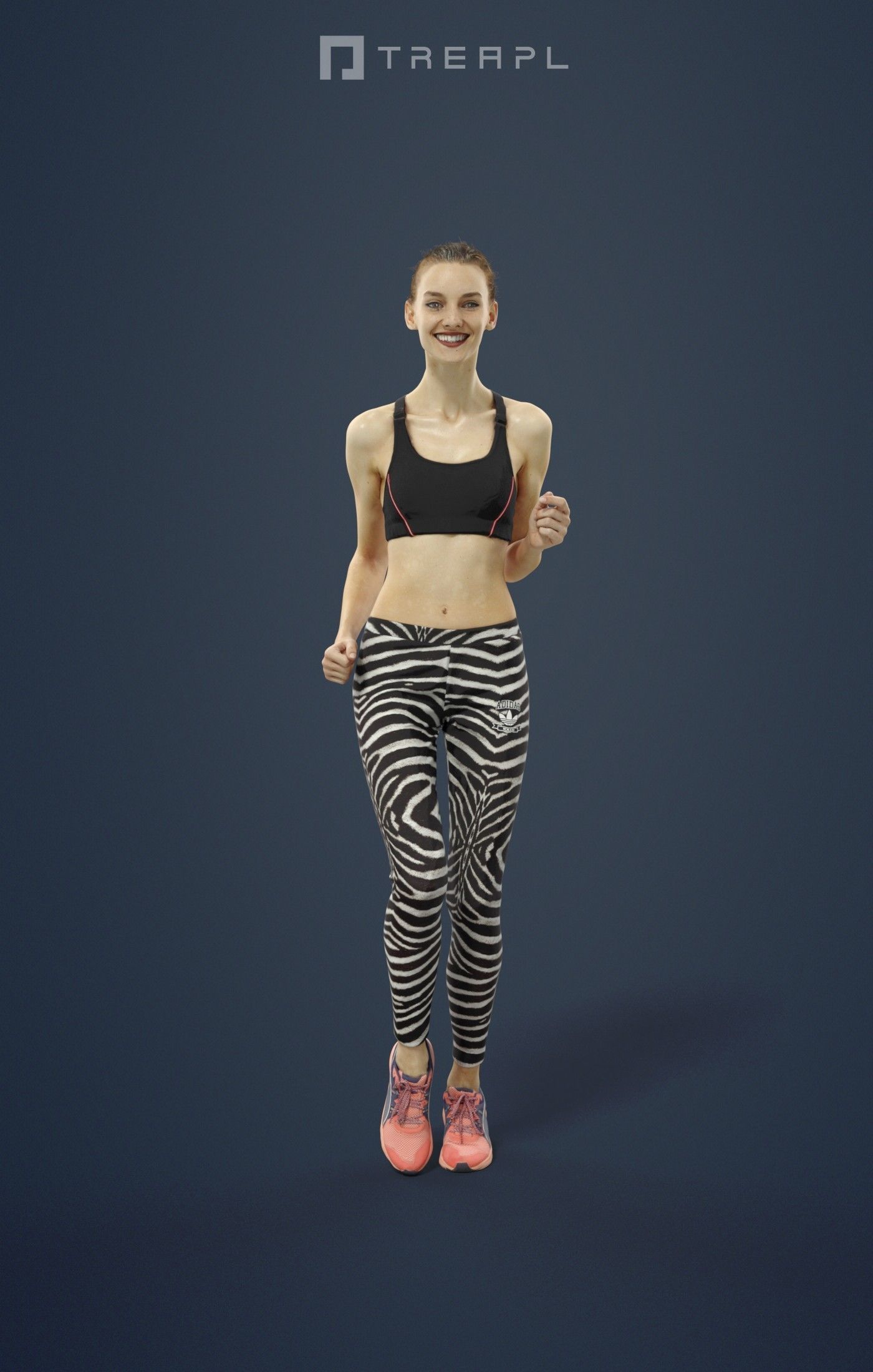 Beauty Attractive Sports Woman Running Jogging Low-poly 3D model_1