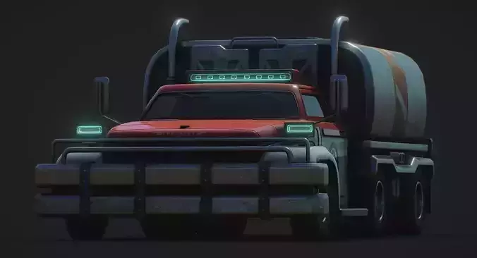 Heavy Duty Tank Fuel Truck Low-poly 3D model