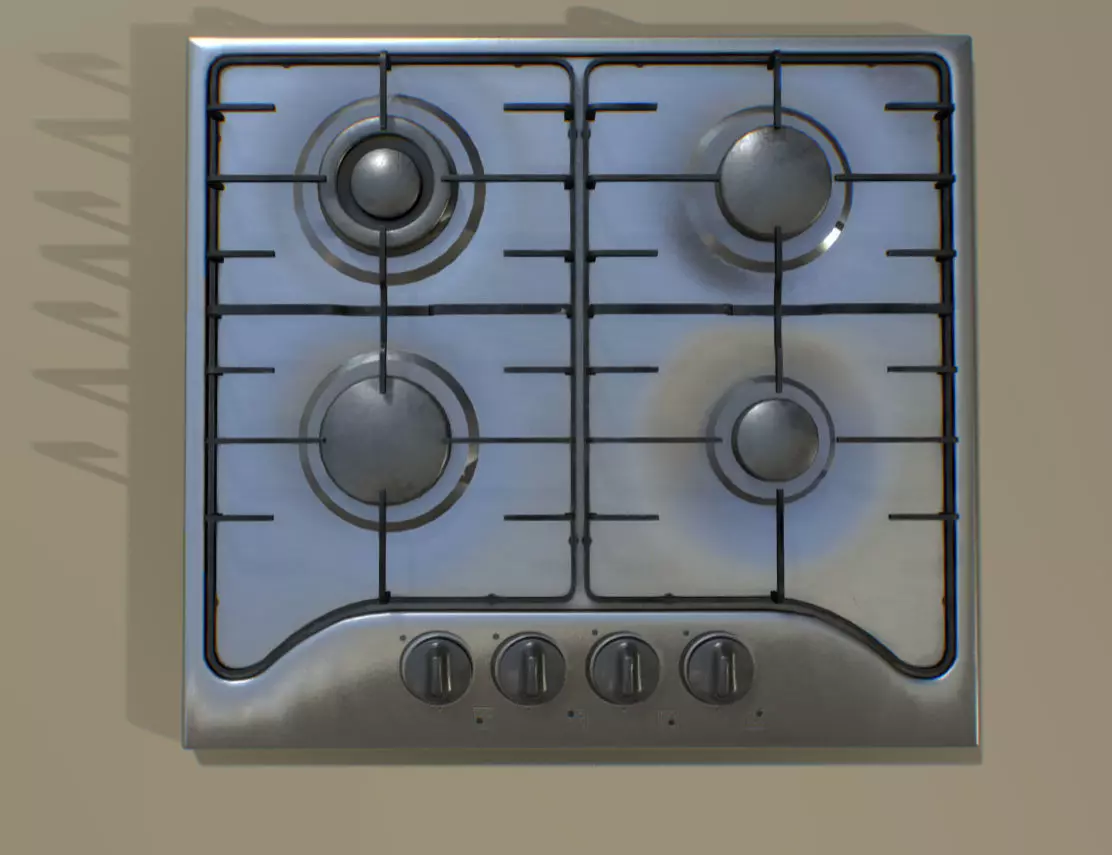 Kitchen Cooktop Low-poly 3D model_0
