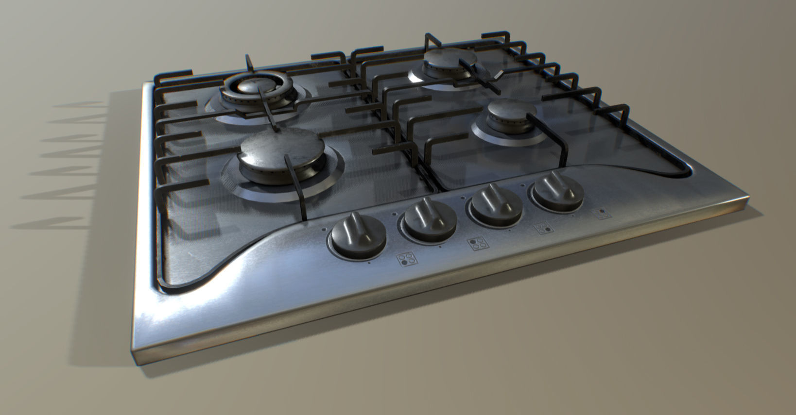 Kitchen Cooktop Low-poly 3D model_4
