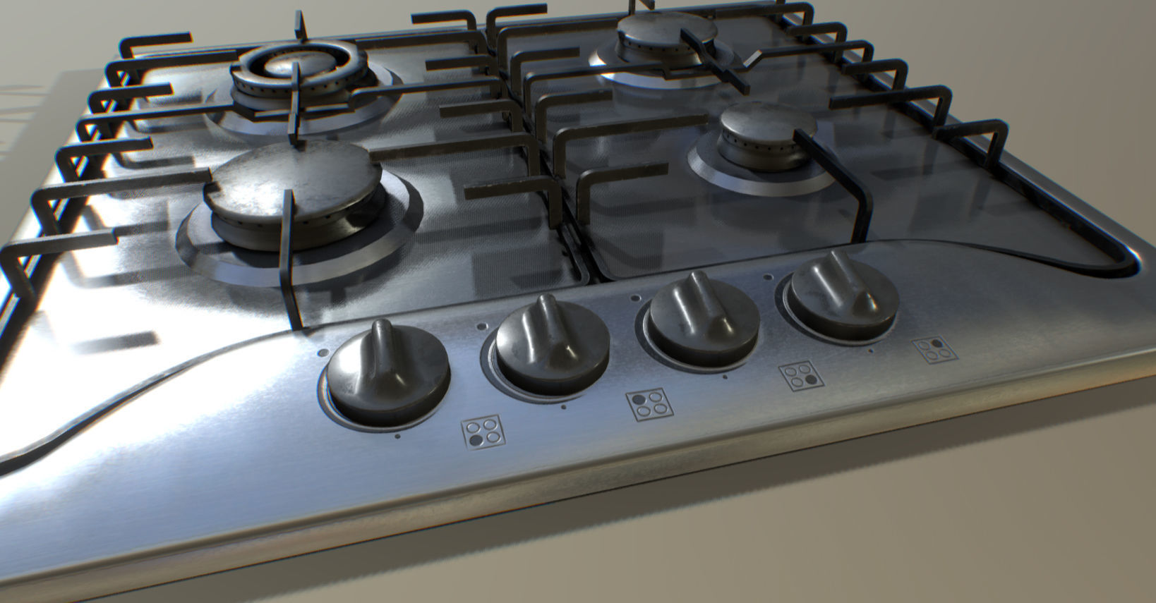 Kitchen Cooktop Low-poly 3D model_3