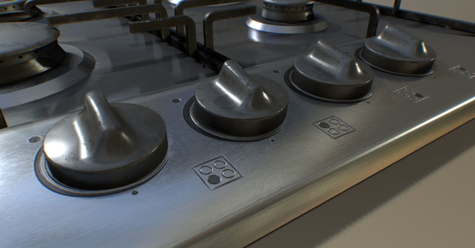 Kitchen Cooktop Low-poly 3D model_1