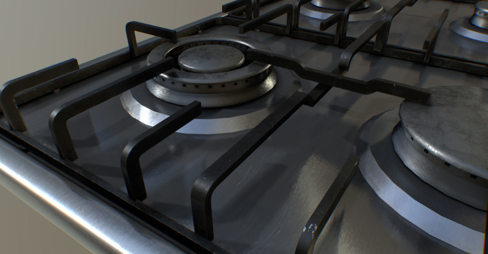 Kitchen Cooktop Low-poly 3D model_2