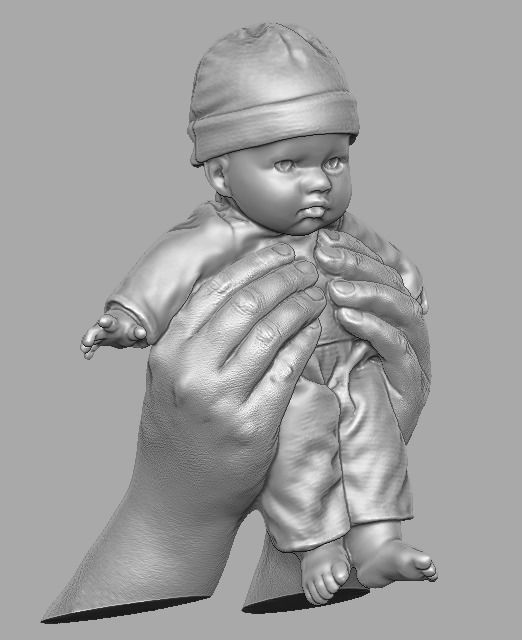hands holding baby doll  3D print model_23