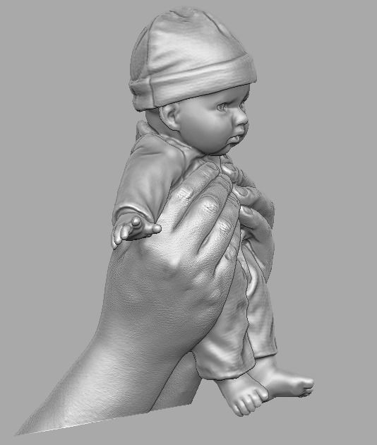 hands holding baby doll  3D print model_21
