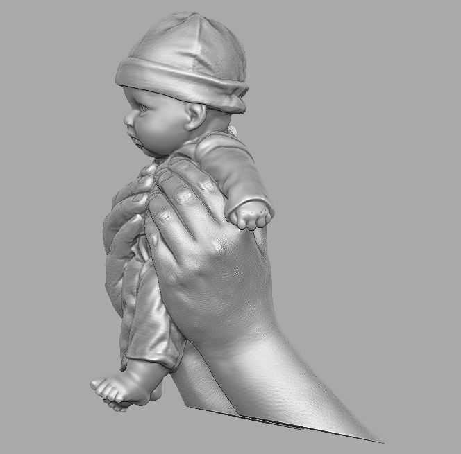 hands holding baby doll  3D print model_6