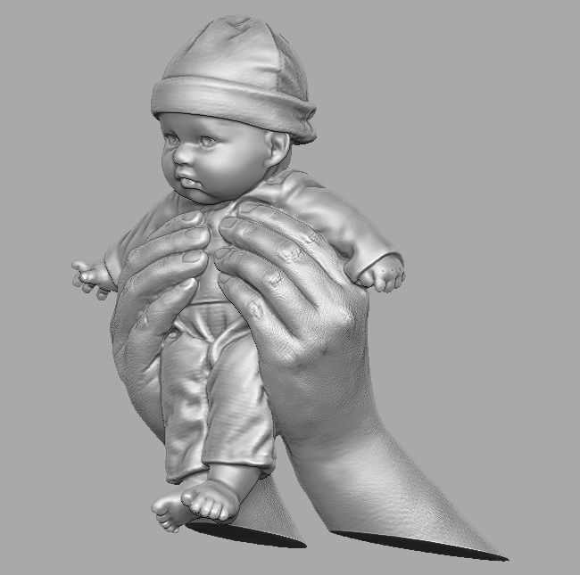 hands holding baby doll  3D print model_4
