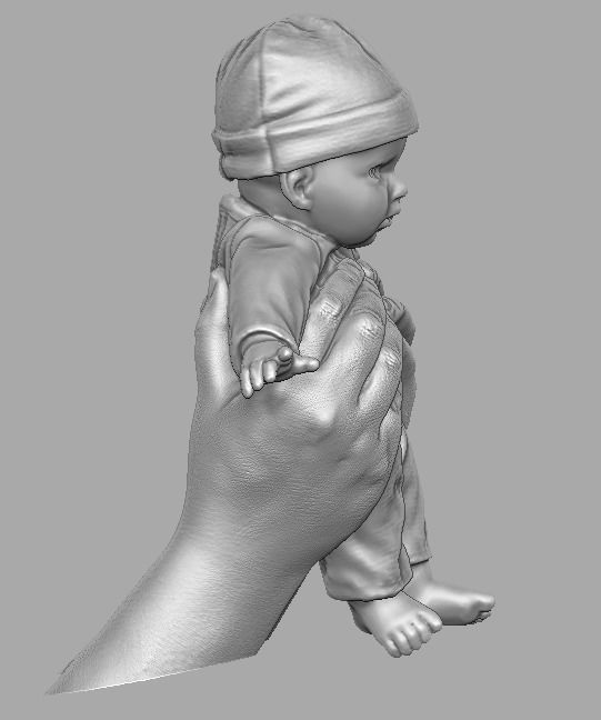 hands holding baby doll  3D print model_20