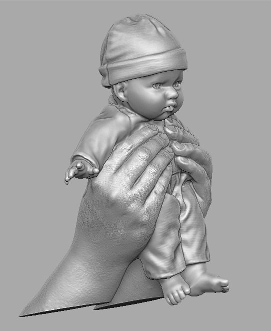 hands holding baby doll  3D print model_22
