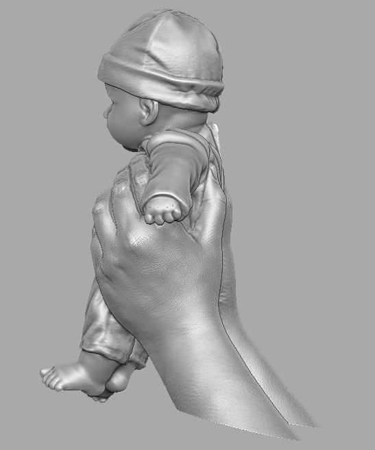 hands holding baby doll  3D print model_8