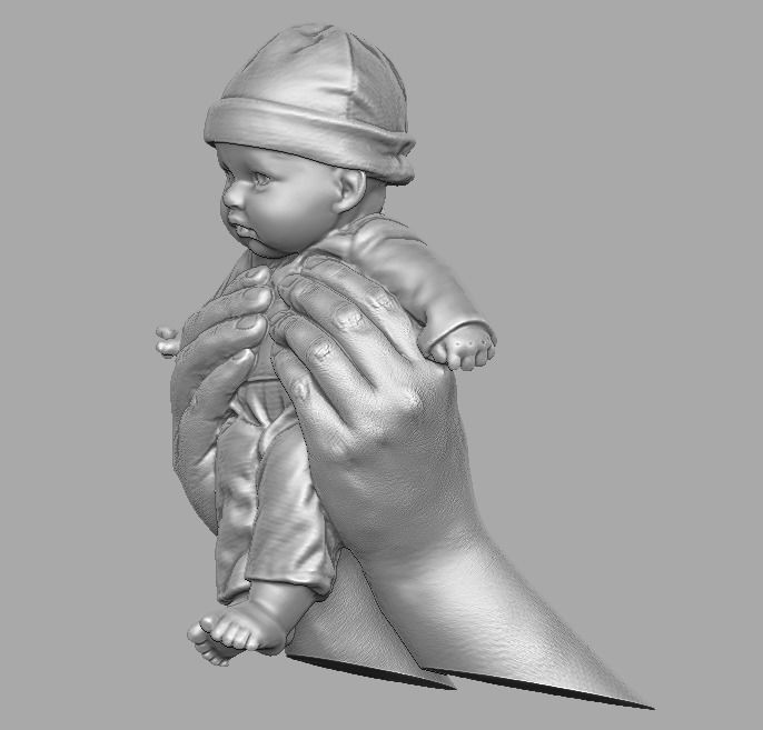 hands holding baby doll  3D print model_5