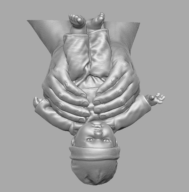 hands holding baby doll  3D print model_28