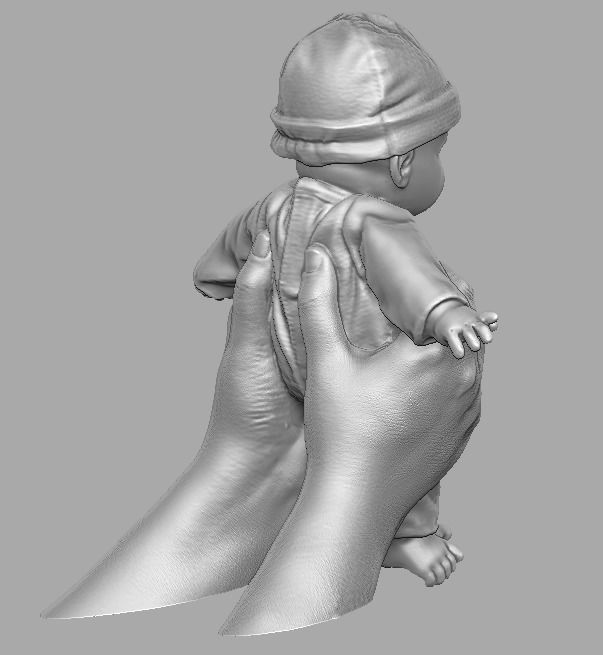 hands holding baby doll  3D print model_17