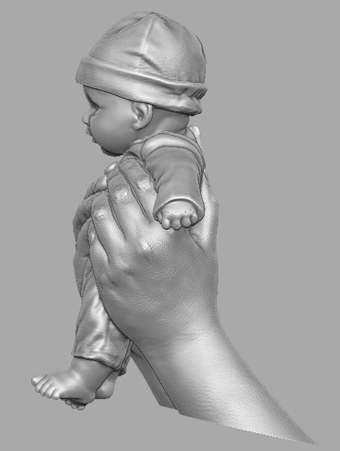 hands holding baby doll  3D print model_7